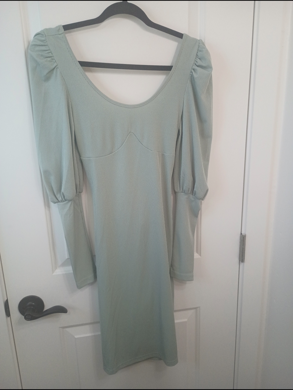 SHEIN Mint Green Puff-Sleeve Midi Dress
